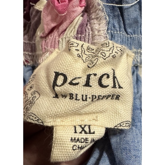 Perch Women's Shirt Top 1X Colorful Abstract Artsy Festival - Picture 8 of 10